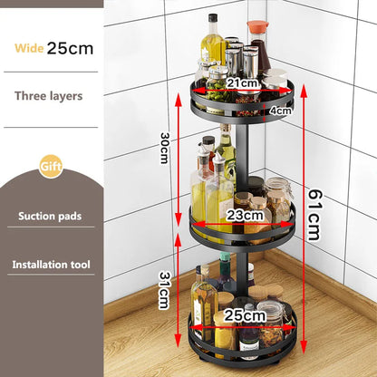 Oliver Black Rotary Spice Rack 3 Layers