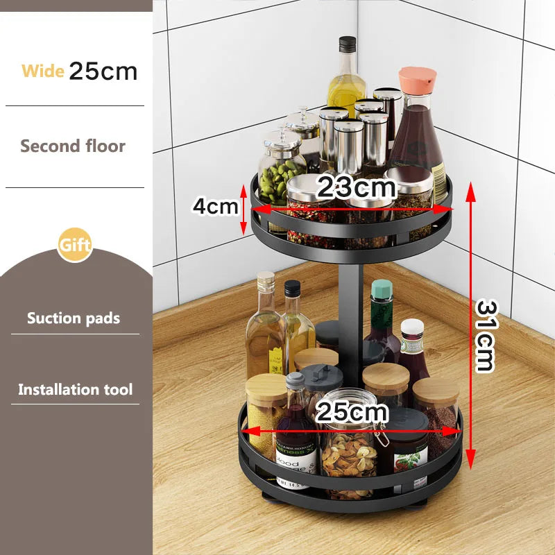 Oliver Rotary Spice Rack 2 Layers Black