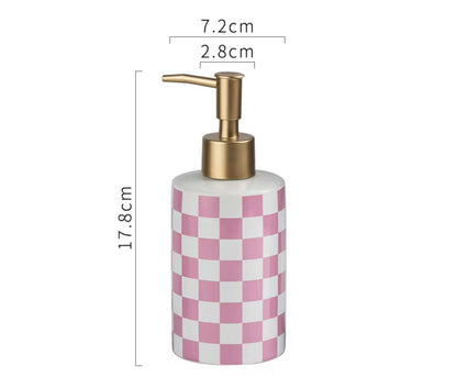 Plaid Soap Dispenser Ceramic Liquid Soap Dispenser