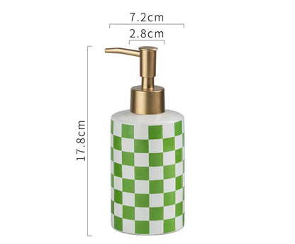 Plaid Soap Dispenser Ceramic Liquid Soap Dispenser