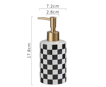 Plaid Soap Dispenser Ceramic Liquid Soap Dispenser