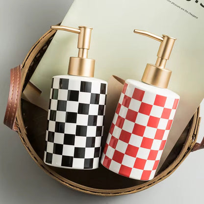 Plaid Soap Dispenser Ceramic Liquid Soap Dispenser