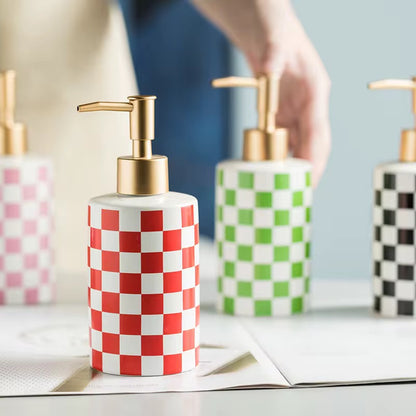 Plaid Soap Dispenser Ceramic Liquid Soap Dispenser