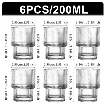 Coffee Glass Cups Stackable Glassware Stripe Simple Transparent Cocktail Bar Beverages Soda Milk Juice Drink Mugs Cup Drinkware