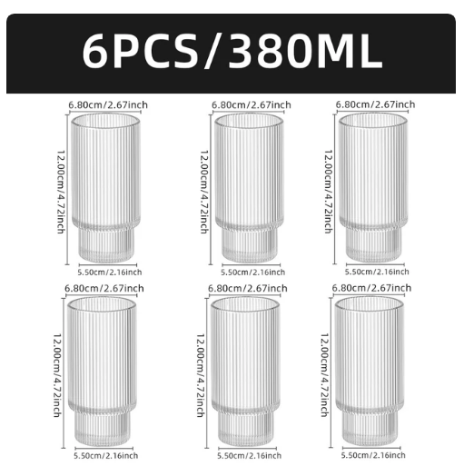 Coffee Glass Cups Stackable Glassware Stripe Simple Transparent Cocktail Bar Beverages Soda Milk Juice Drink Mugs Cup Drinkware