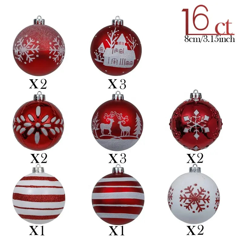Christmas Red Baubles Set of 16