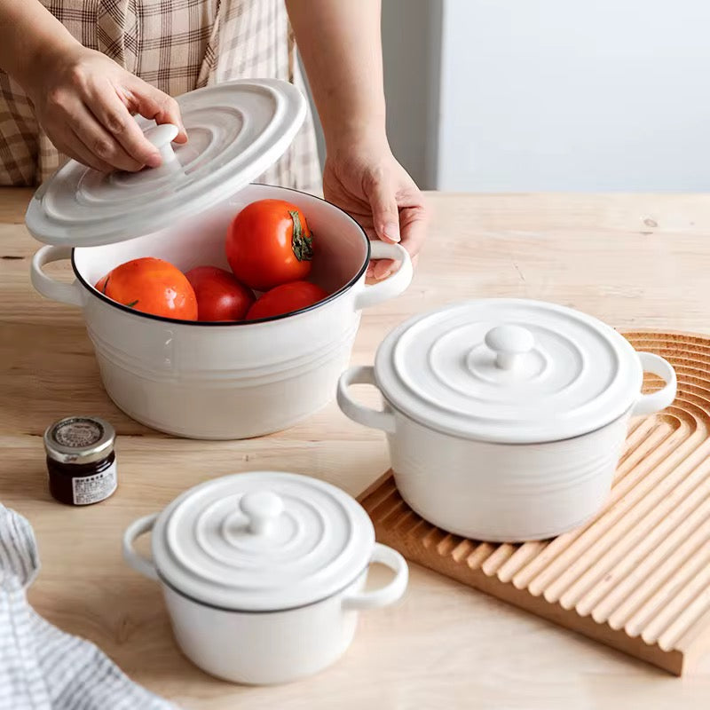 Ceramic Serving Soup Pot Elegant Serving Bowls with Lids