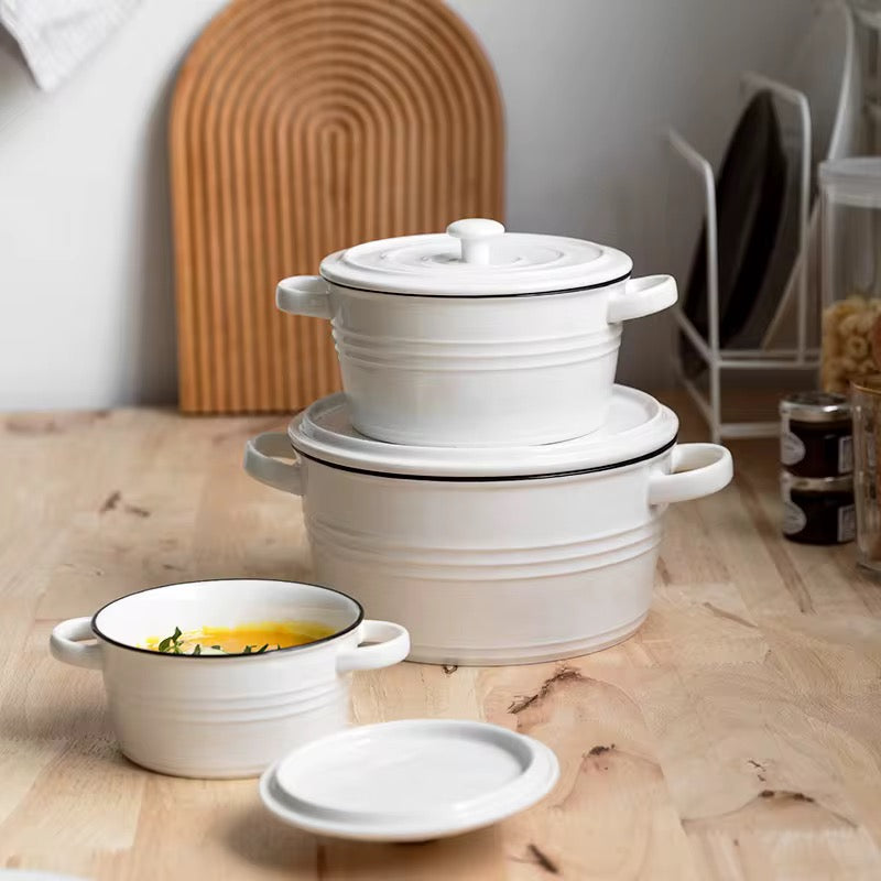 Ceramic Serving Soup Pot Elegant Serving Bowls with Lids