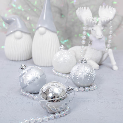 Christmas Silver & White Baubles Set of 24