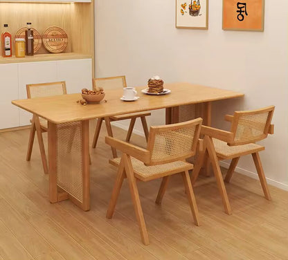 Simeona Wooden Ratan Dining Table
