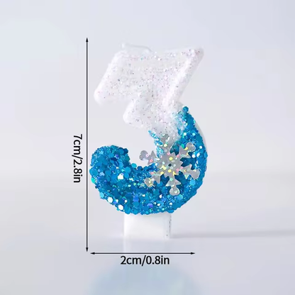  Birthday Number Candles Snowflake Frozen Digital Candles 0-9 Number Cake Topper Birthday Party Decor Baby Shower