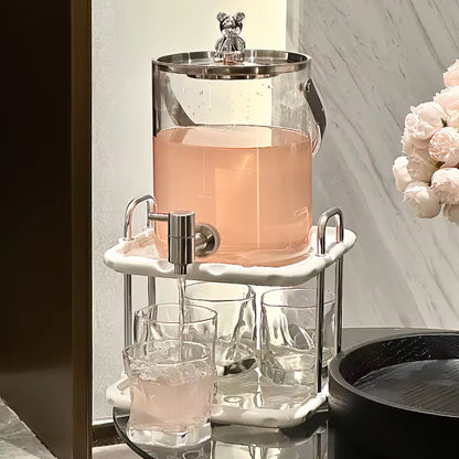 Glass Beverage Dispenser Set with Stand