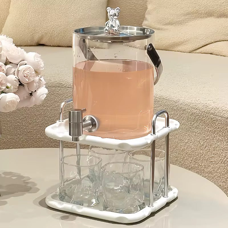 Glass Beverage Dispenser Set with Stand