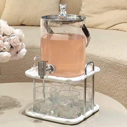 Glass Beverage Dispenser Set with Stand