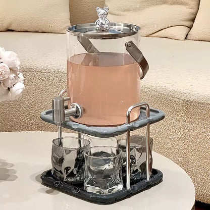 Glass Beverage Dispenser Set with Stand