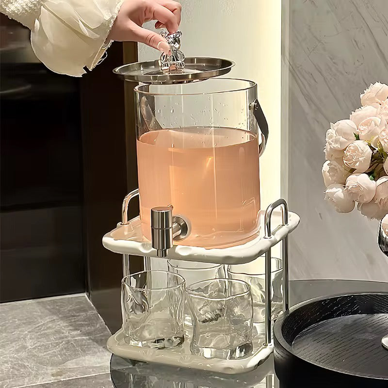 Glass Beverage Dispenser Set with Stand