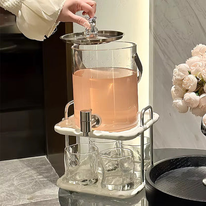 Glass Beverage Dispenser Set with Stand