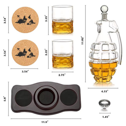 Premium Whiskey Decanter Set Granade Shape Decanter Set