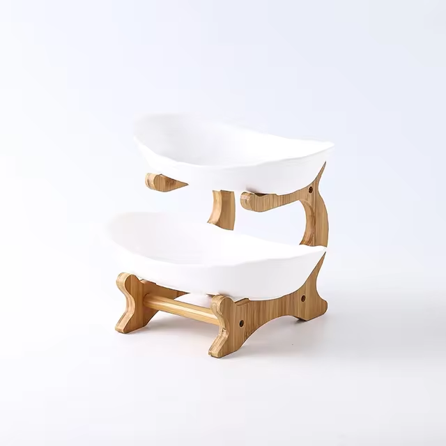 Three Layer Table Plates Dinnerware Wooden Kitchen Fruit Bowl with Floors Partitioned Dish Snack Candy Cake Stand Salad Bowl