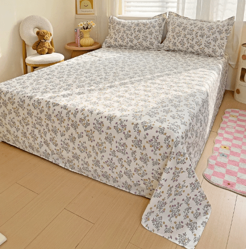 Floral Flat Sheet And Pillowcases