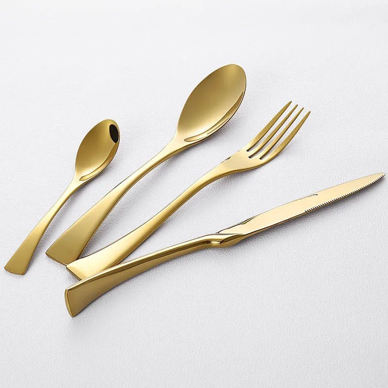 Alyssa Gold Flatware Cutlery Set Modern Cutlery Set