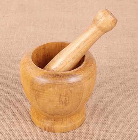Wood Mortar and Pestle Set Washable Spice Pepper Crusher Portable Herbs Grinder Smooth Surface Garlic Mixing Bowl Kitchen Tool