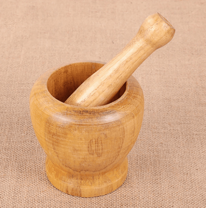 Wood Mortar and Pestle Set Washable Spice Pepper Crusher Portable Herbs Grinder Smooth Surface Garlic Mixing Bowl Kitchen Tool