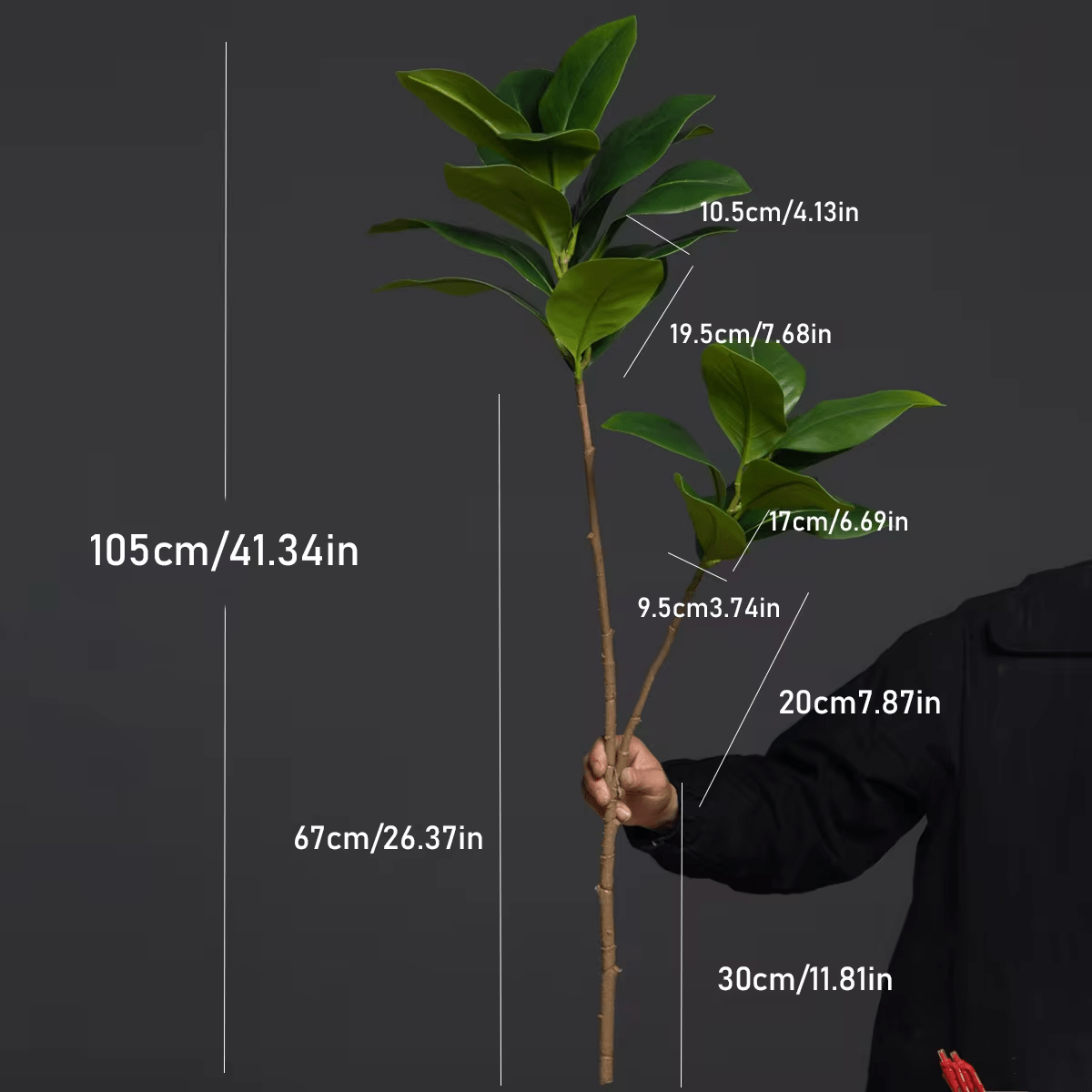 Artificial Plants Fake Magnolia Tree Branch Plastic Rubber Leaves Tall Green Landscape For Home Garden Decor