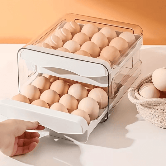 Kitchen Egg Storage Box Refrigerator Fresh Plastic 2-Layer Drawer Type Large Capacity Storage Home Kitchen Organizer Rack