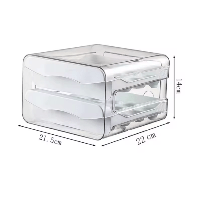 Kitchen Egg Storage Box Refrigerator Fresh Plastic 2-Layer Drawer Type Large Capacity Storage Home Kitchen Organizer Rack