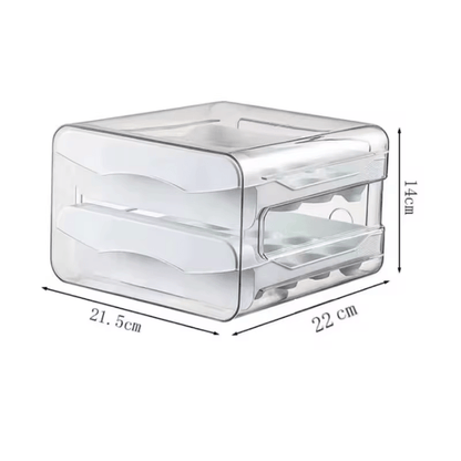 Kitchen Egg Storage Box Refrigerator Fresh Plastic 2-Layer Drawer Type Large Capacity Storage Home Kitchen Organizer Rack
