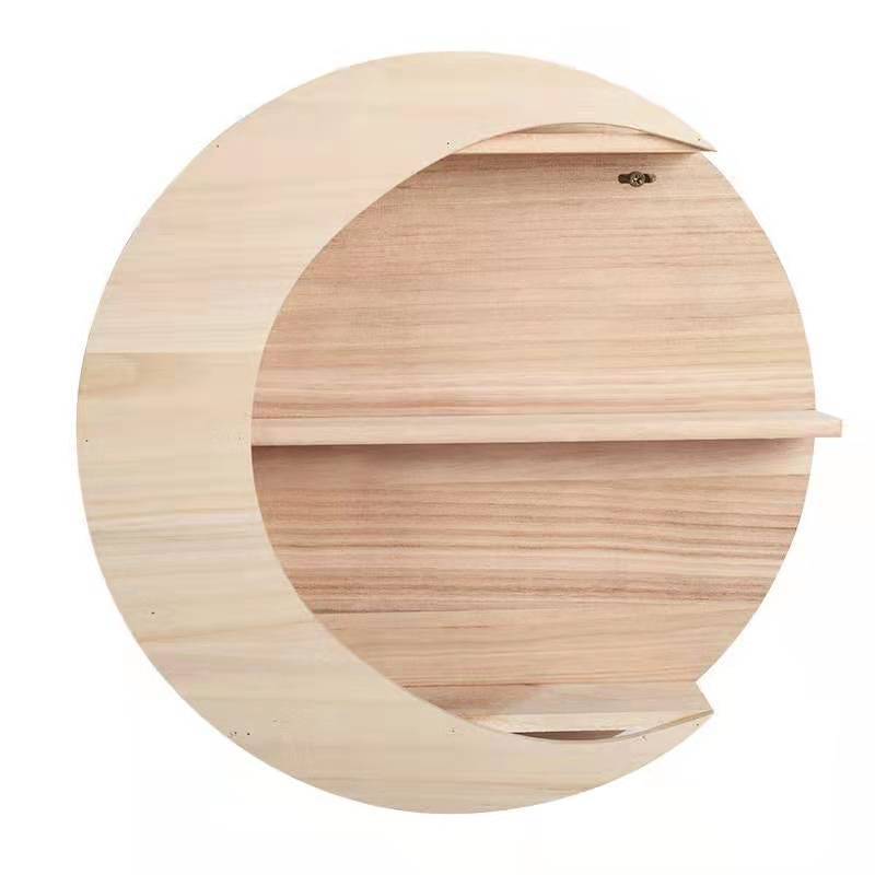Wooden Wall Mounted Shelf Moon Shaped Shelf