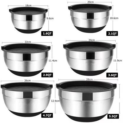 Mixing Bowls with Lids and Non Slip Bases Stainless Steel Mixing Bowls Set for Baking Nesting Storage Bowls
