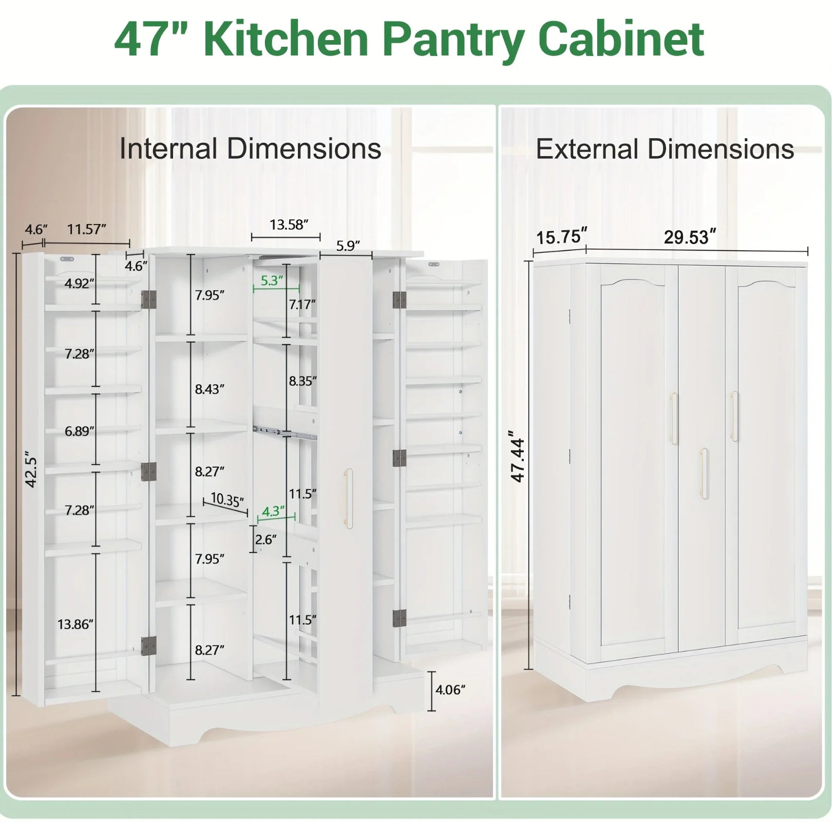 47" Adjustable Shelves Pantry Cabinet With Drawer, Storage Cabinet, Kitchen Pantry Cabinet With Doors