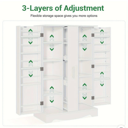 47" Adjustable Shelves Pantry Cabinet With Drawer, Storage Cabinet, Kitchen Pantry Cabinet With Doors