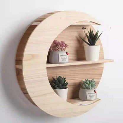 Wooden Wall Mounted Shelf Moon Shaped Shelf