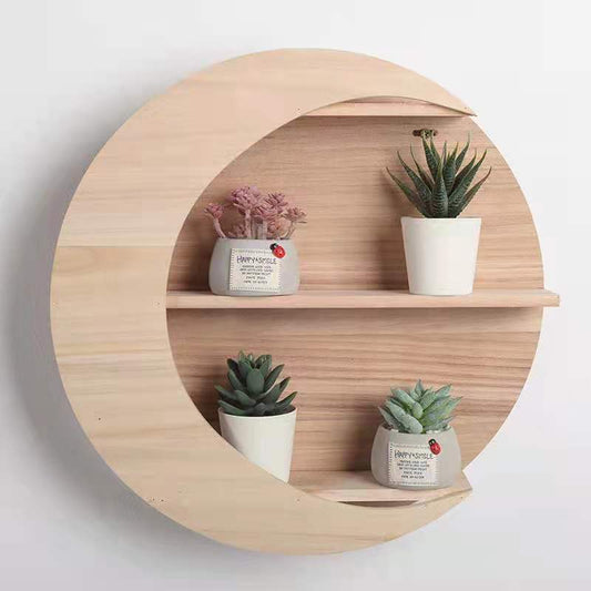Wooden Wall Mounted Shelf Moon Shaped Shelf