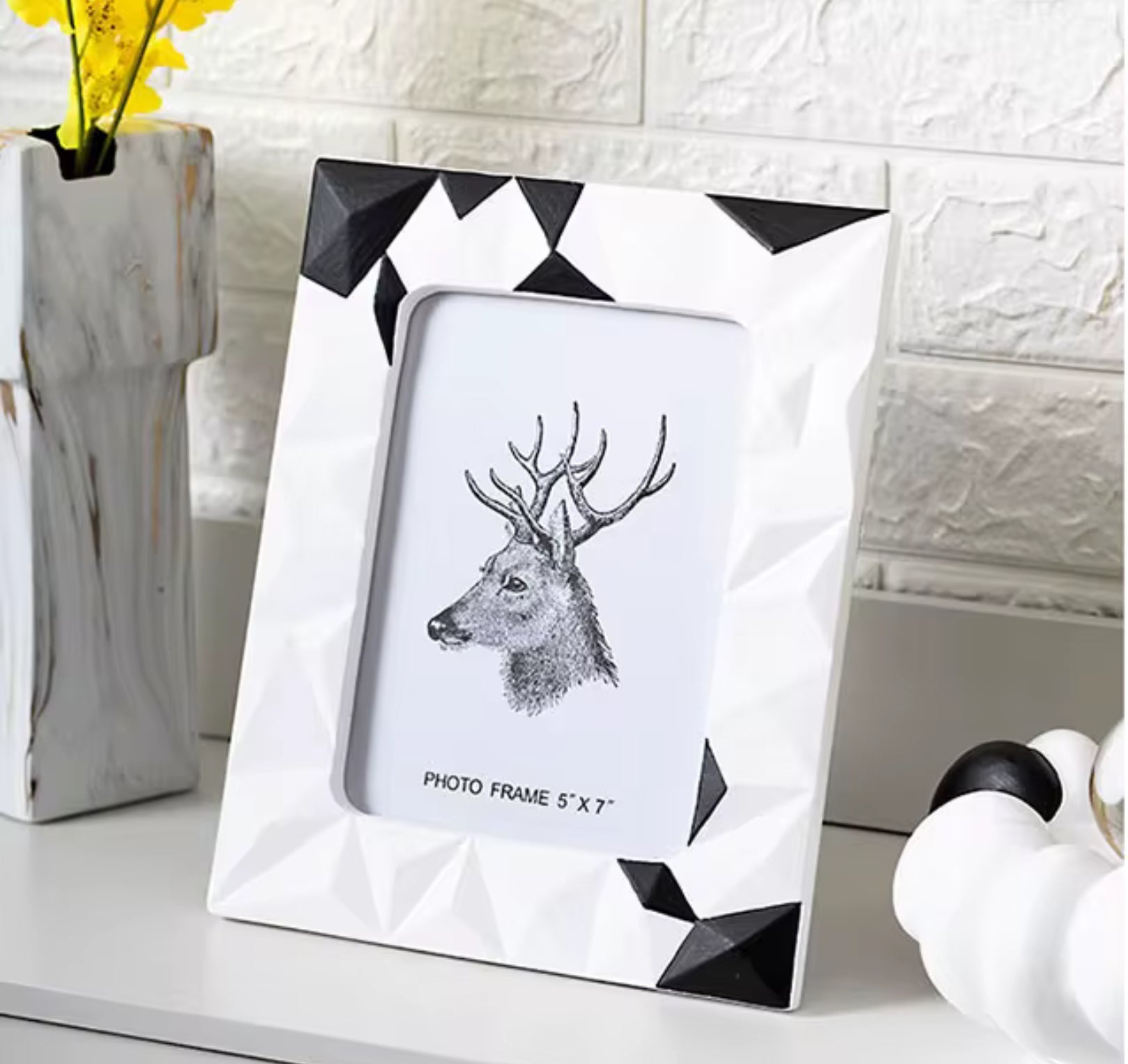 Modern and Elegant White with Black Accent Photo Frame