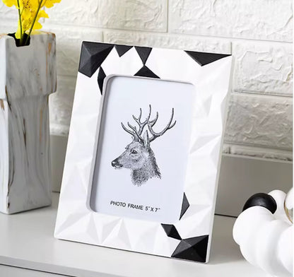 Modern and Elegant White with Black Accent Photo Frame