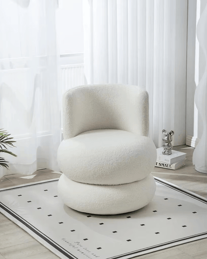 Nordic Modern Boucle Fabric Sofa Chair French Cream Single Casual Dressing Chair Italian Medieval Shoe Changing Stool