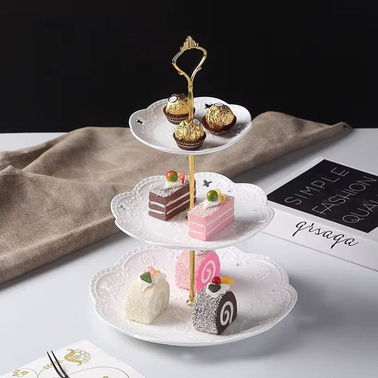 Elegant White 3 Layer Dessert and Cake Serving Tray