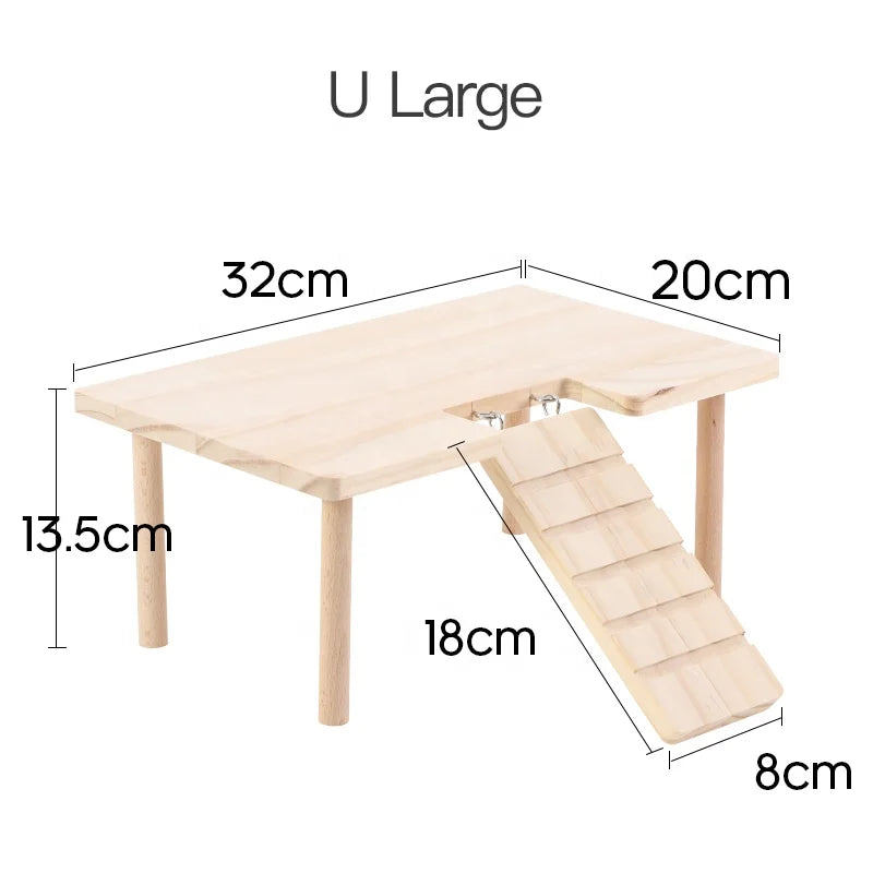 Wooden Toys for Small Pets Guinea Pig Hamster Natural Platform And Ladder