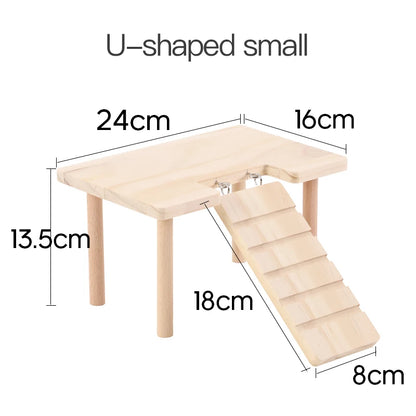 Wooden Toys for Small Pets Guinea Pig Hamster Natural Platform And Ladder