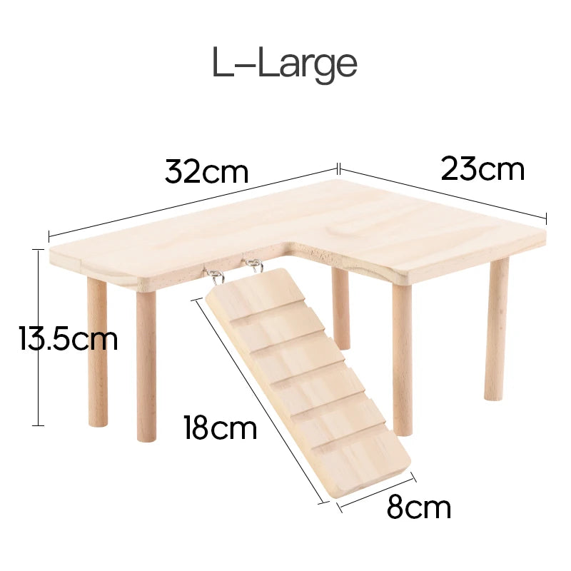 Wooden Toys for Small Pets Guinea Pig Hamster Natural Platform And Ladder