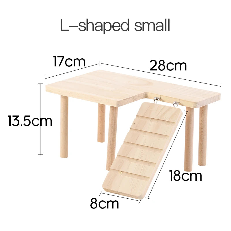 Wooden Toys for Small Pets Guinea Pig Hamster Natural Platform And Ladder