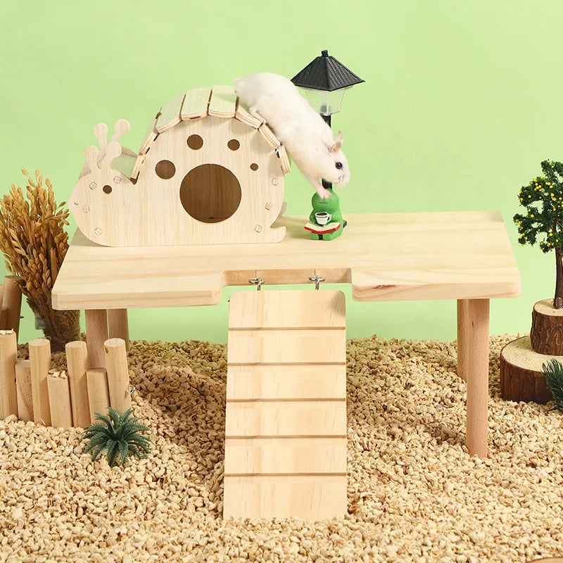 Wooden Toys for Small Pets Guinea Pig Hamster Natural Platform And Ladder