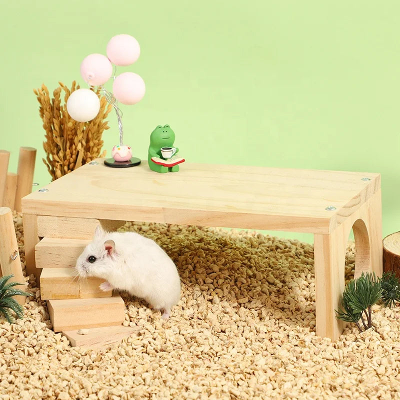 Wooden Toys for Small Pets Guinea Pig Hamster Natural Platform And Ladder
