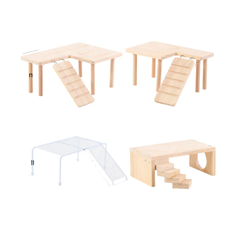 Wooden Toys for Small Pets Guinea Pig Hamster Natural Platform And Ladder