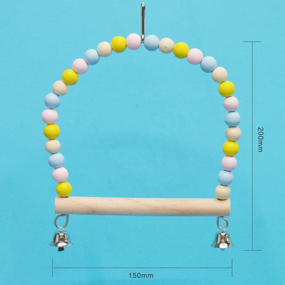 Wooden Bird Swing Perch Parrot Hanging Toy for Small Sized Birds