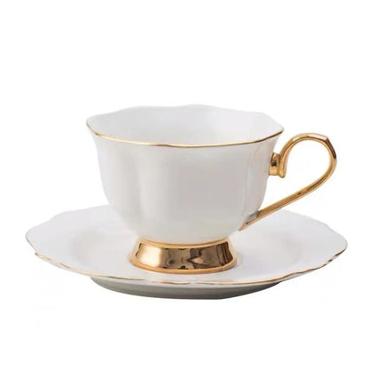 Elegant Tea Set with Gold Rim Luxury Coffee Cup and Saucer Set